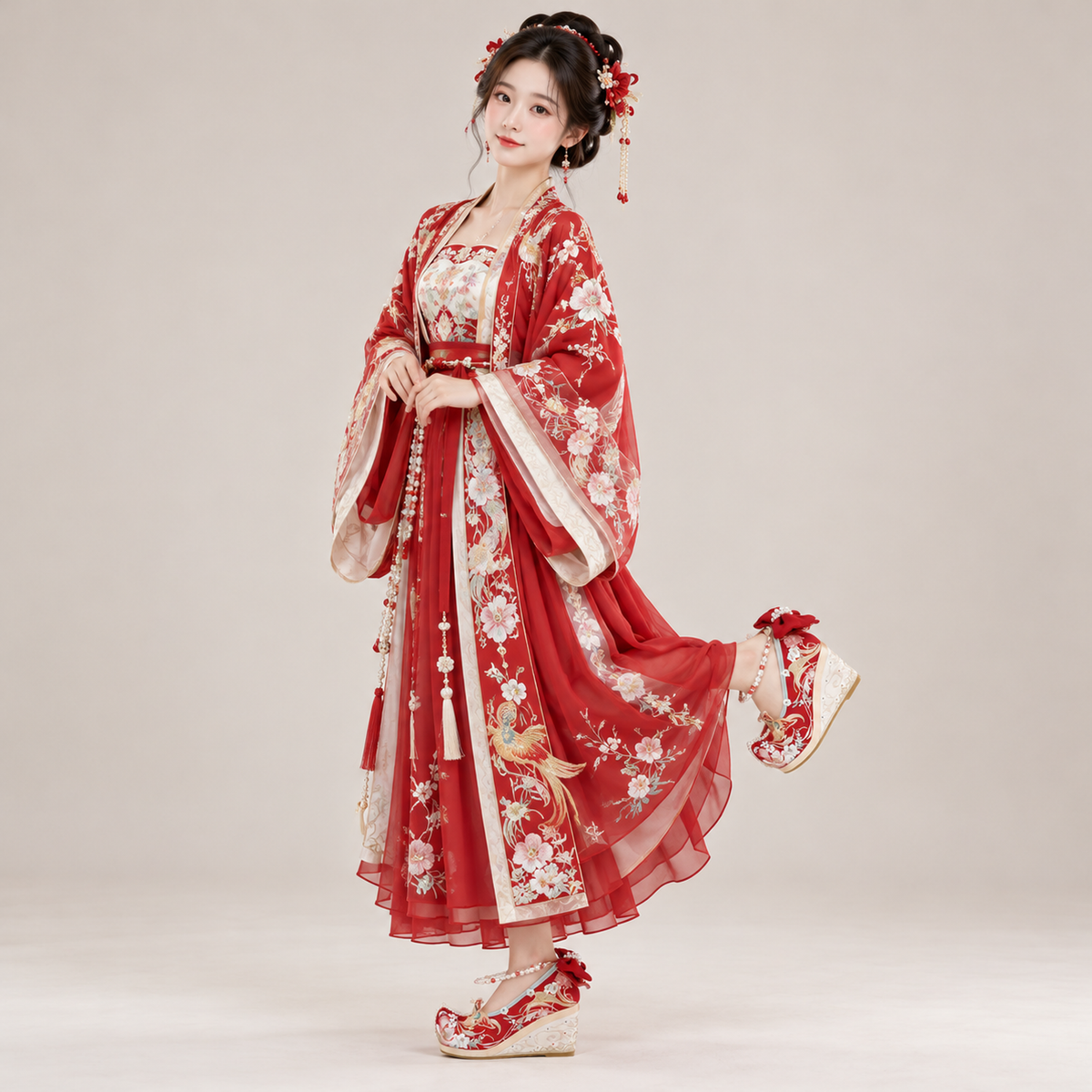 鸾凤仙羽 Phoenix Feather Embroidered Bridal Wedge