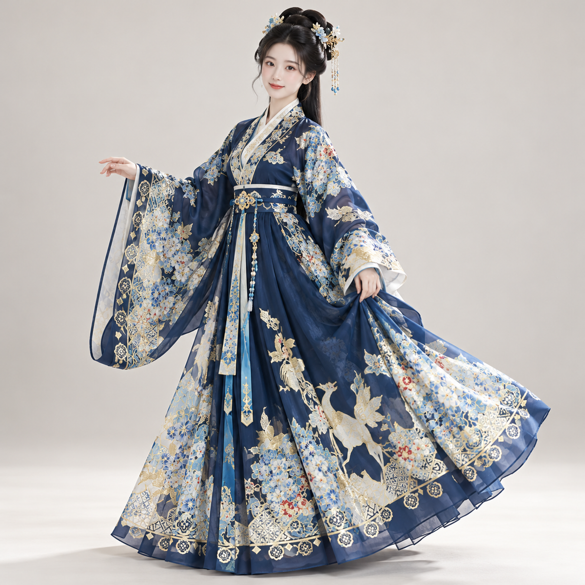 青花碎玉 Blue-and-White Jade Shards Ming-Style Stand-Collar