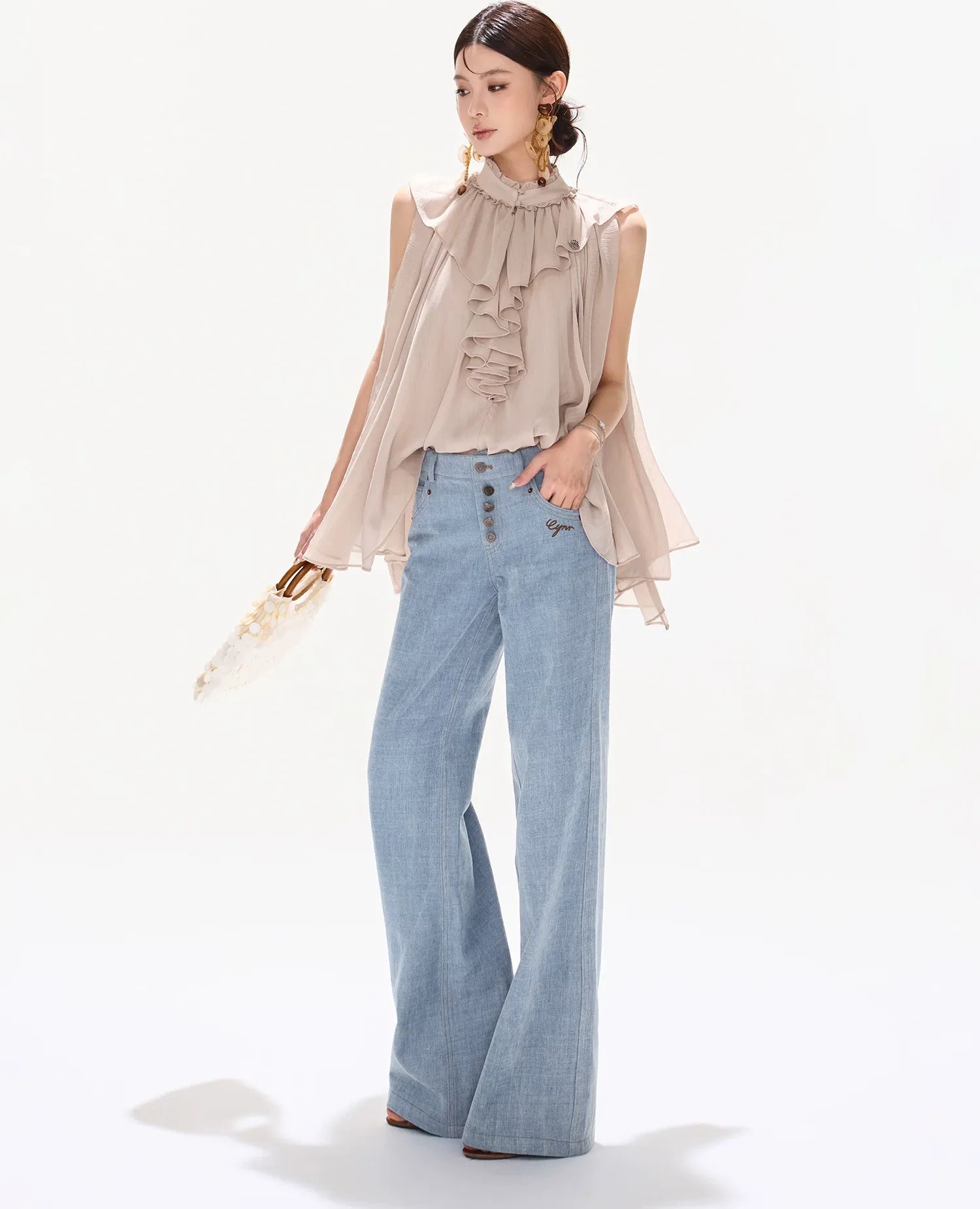 Ruffled Chiffon A-Line Top