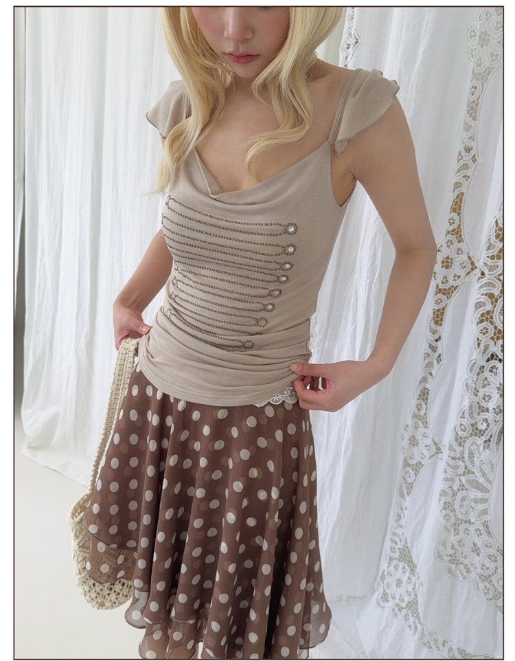 Ruffled Rhinestone Camisole