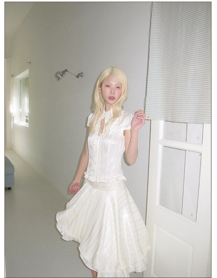 French Ruffle Short Blouse