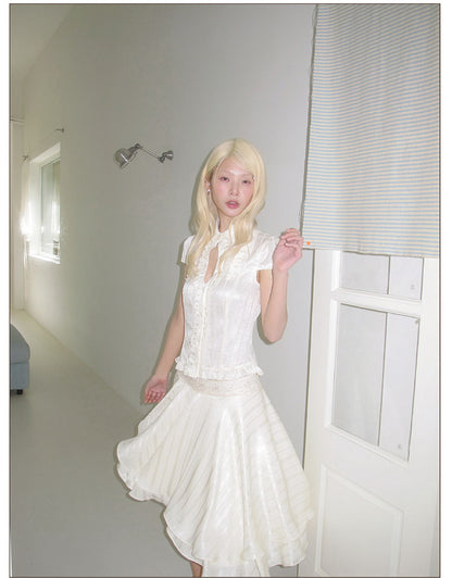 French Ruffle Short Blouse