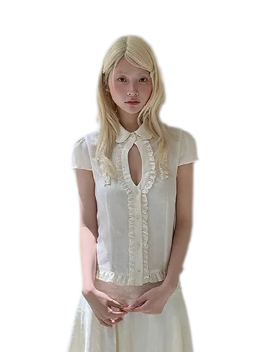French Ruffle Short Blouse