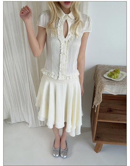 French Ruffle Short Blouse