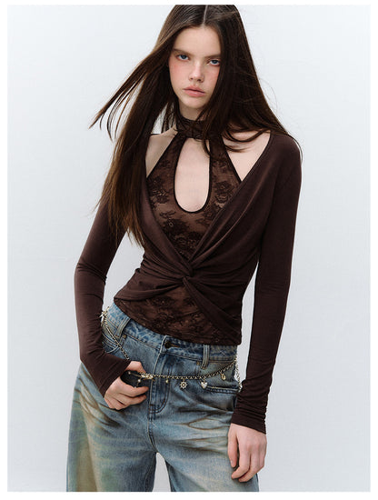 Sheer Lace Halter Top