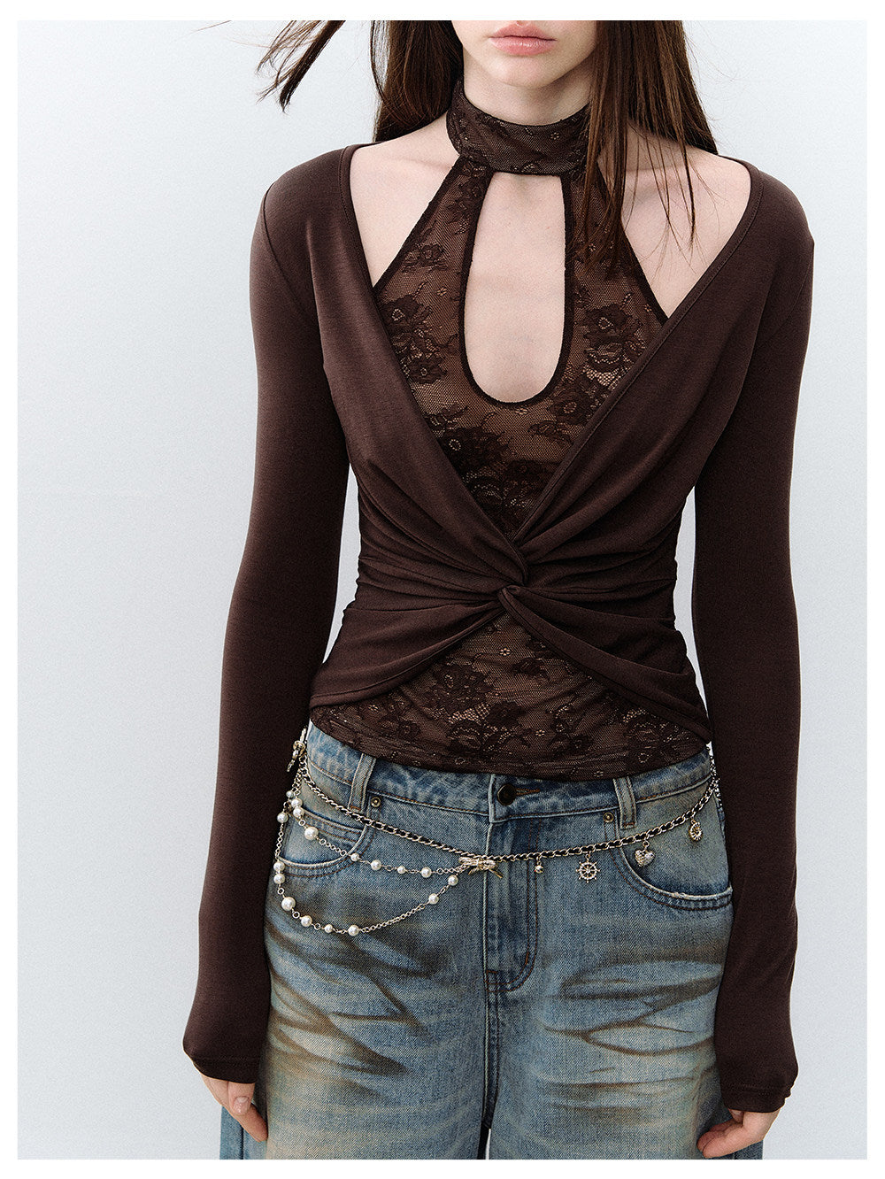Sheer Lace Halter Top