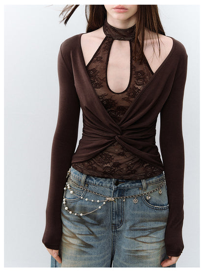 Sheer Lace Halter Top