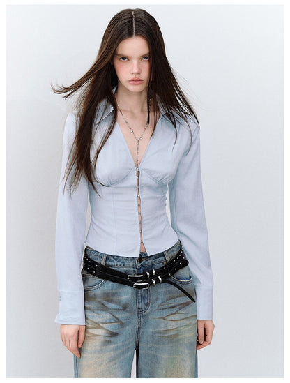Cutout Tie Waist Shirt