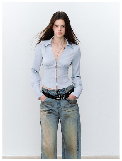 Cutout Tie Waist Shirt