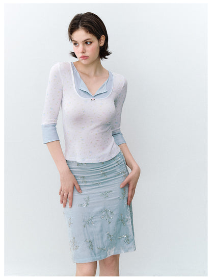 Iris Print Layered T-shirt