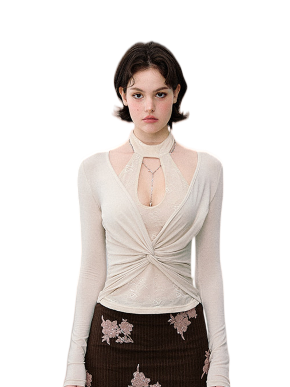Sheer Lace Halter Top