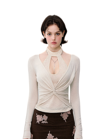 Sheer Lace Halter Top