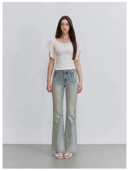 Lace Textured Flutter Tee