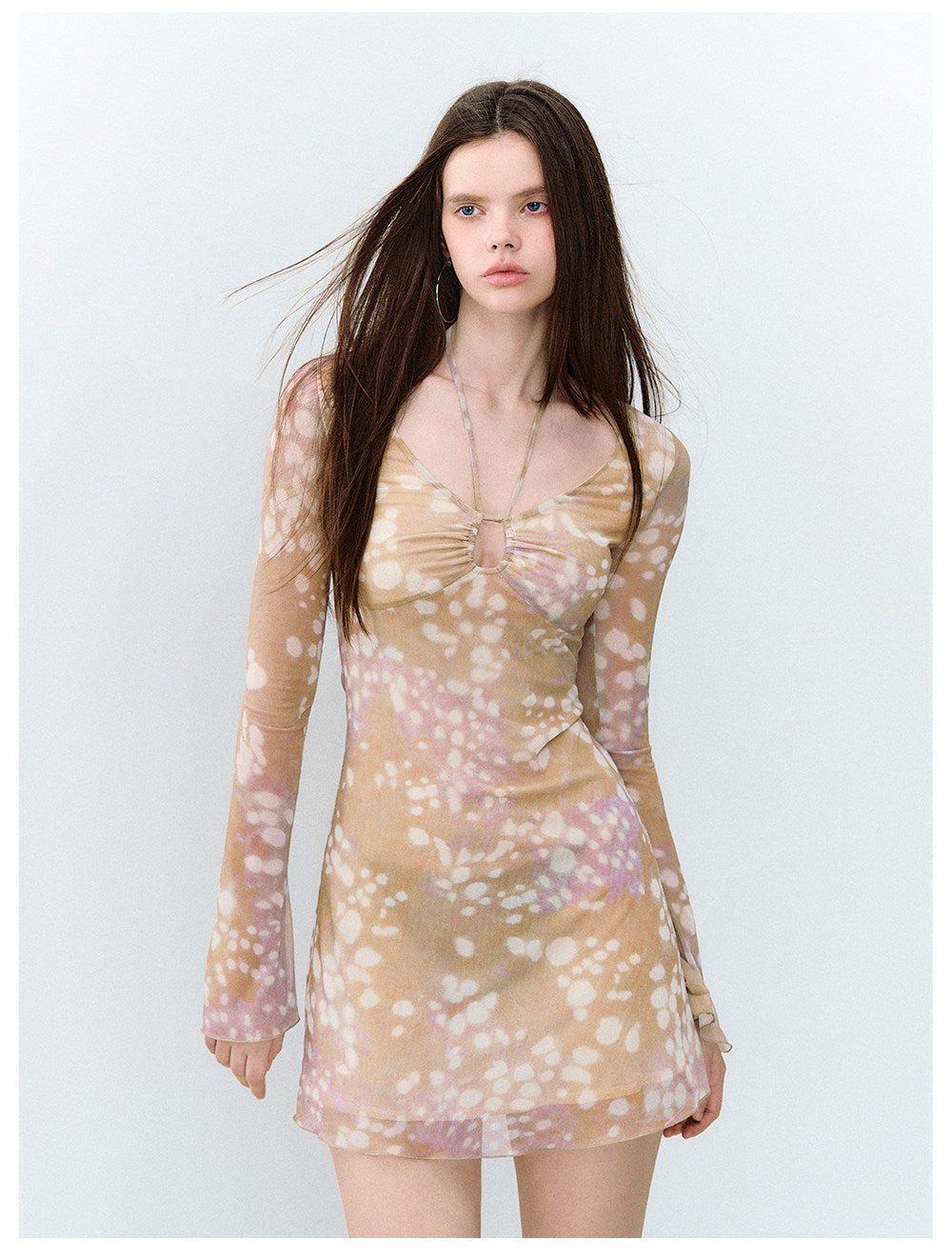 Deer Print Lace Halter Dress
