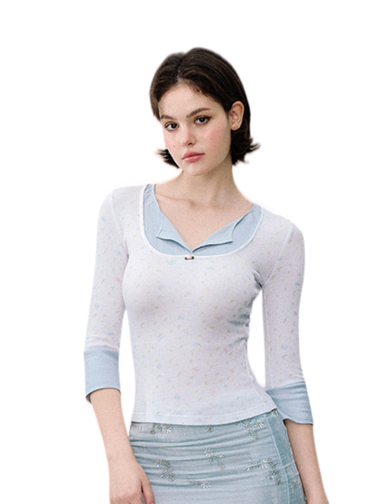 Iris Print Layered T-shirt