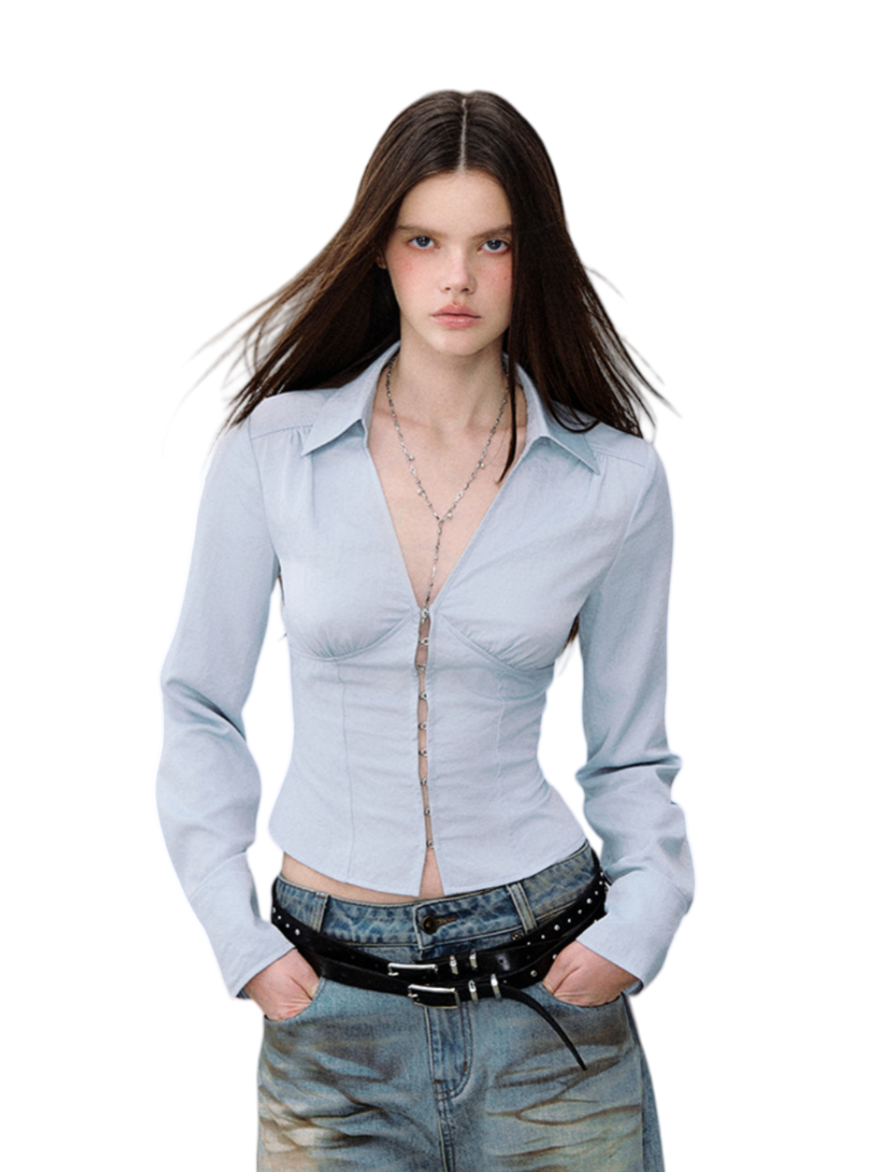 Cutout Tie Waist Shirt