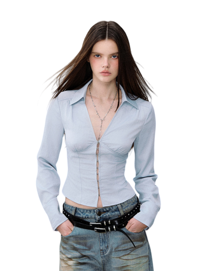 Cutout Tie Waist Shirt