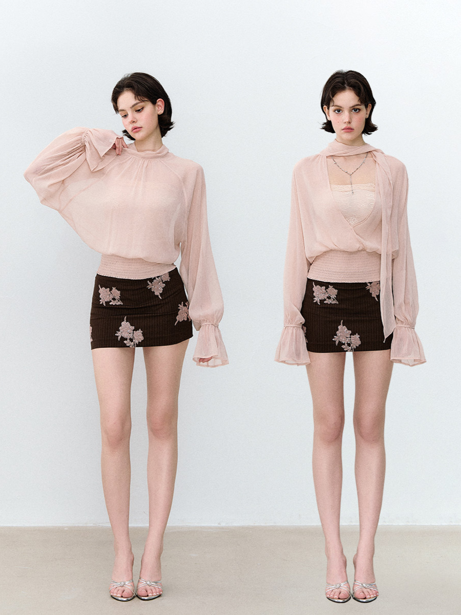 Reversible Chiffon Tie Blouse