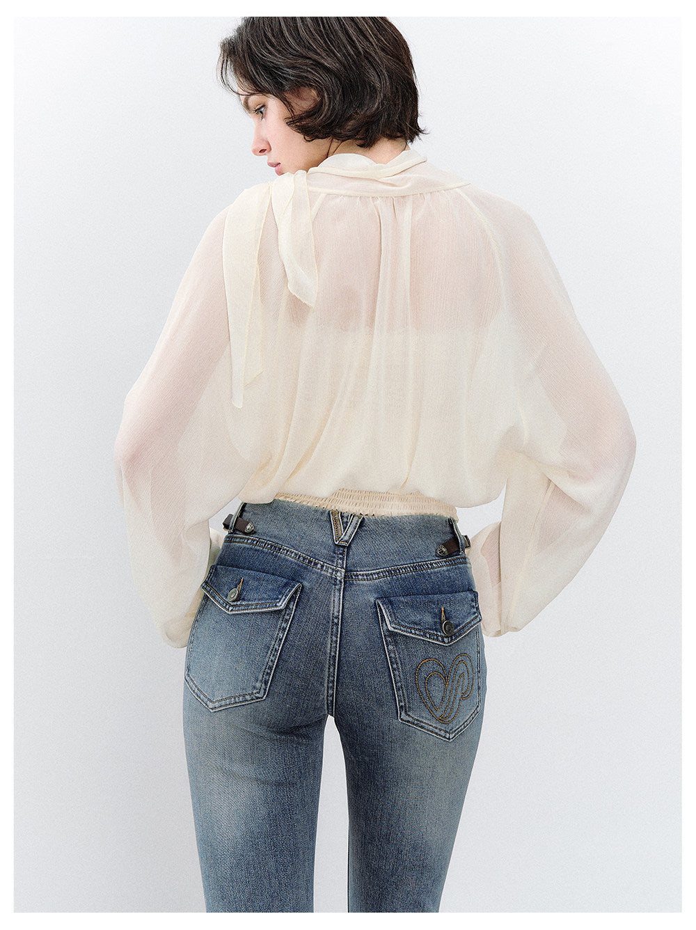 Reversible Chiffon Tie Blouse