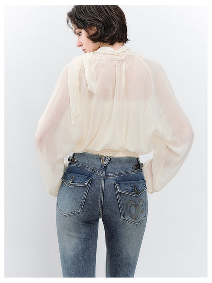 Reversible Chiffon Tie Blouse