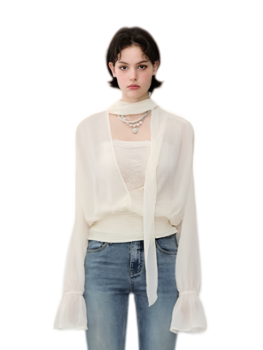 VIA PITTI Reversible Chiffon Tie Blouse – Blouses