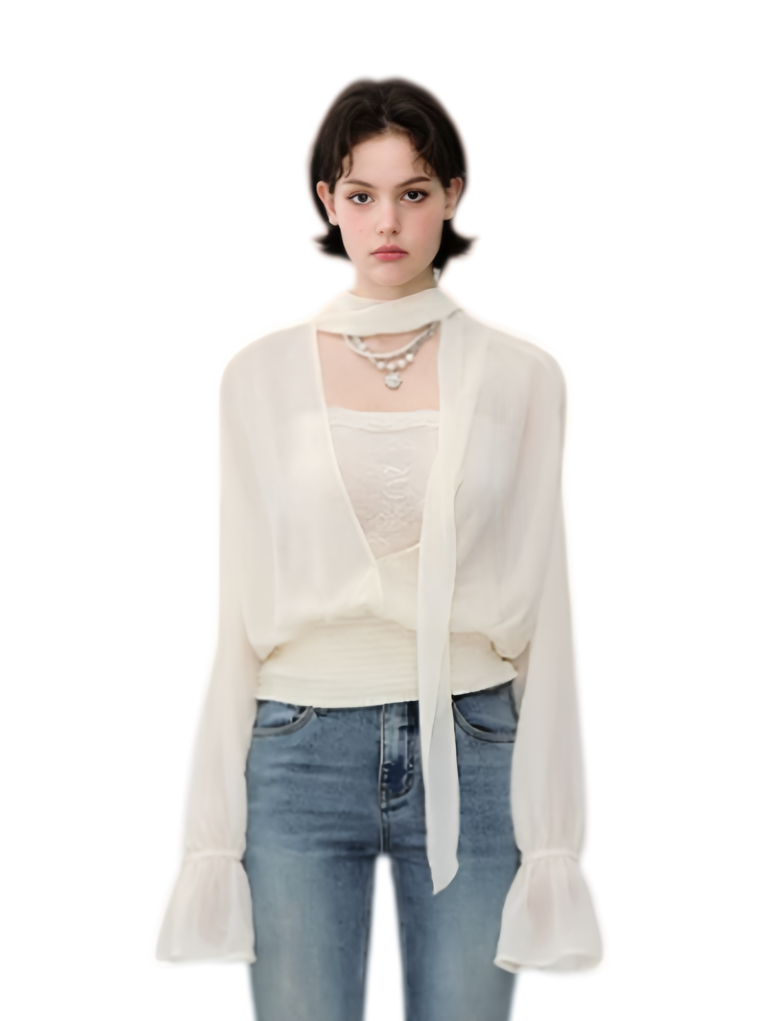 Reversible Chiffon Tie Blouse