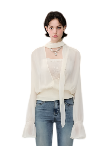 Reversible Chiffon Tie Blouse