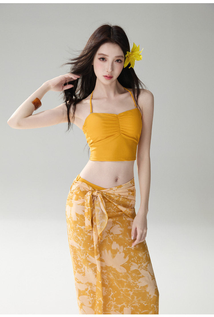 Ruched Halter Swim Set