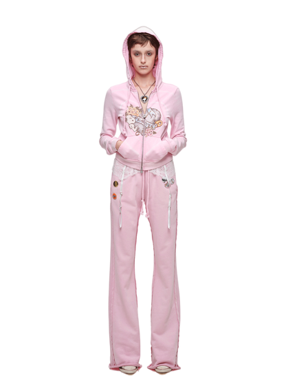 Washed Zip Hoodie Set