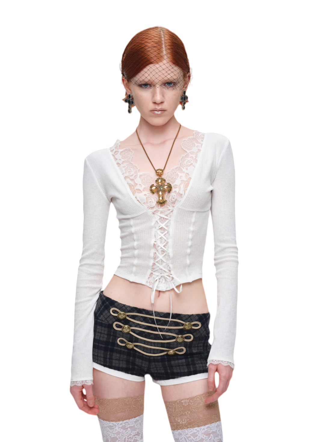 Lace Trim Knit Top