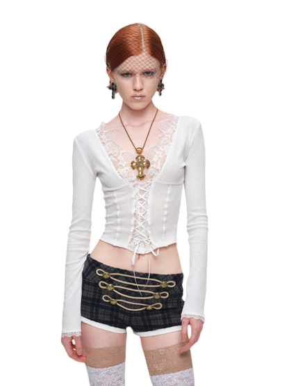 Lace Trim Knit Top