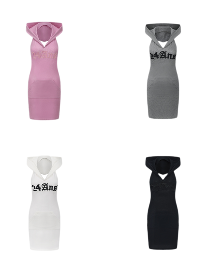 24ANS x UWA Backless Hooded Mini Dress