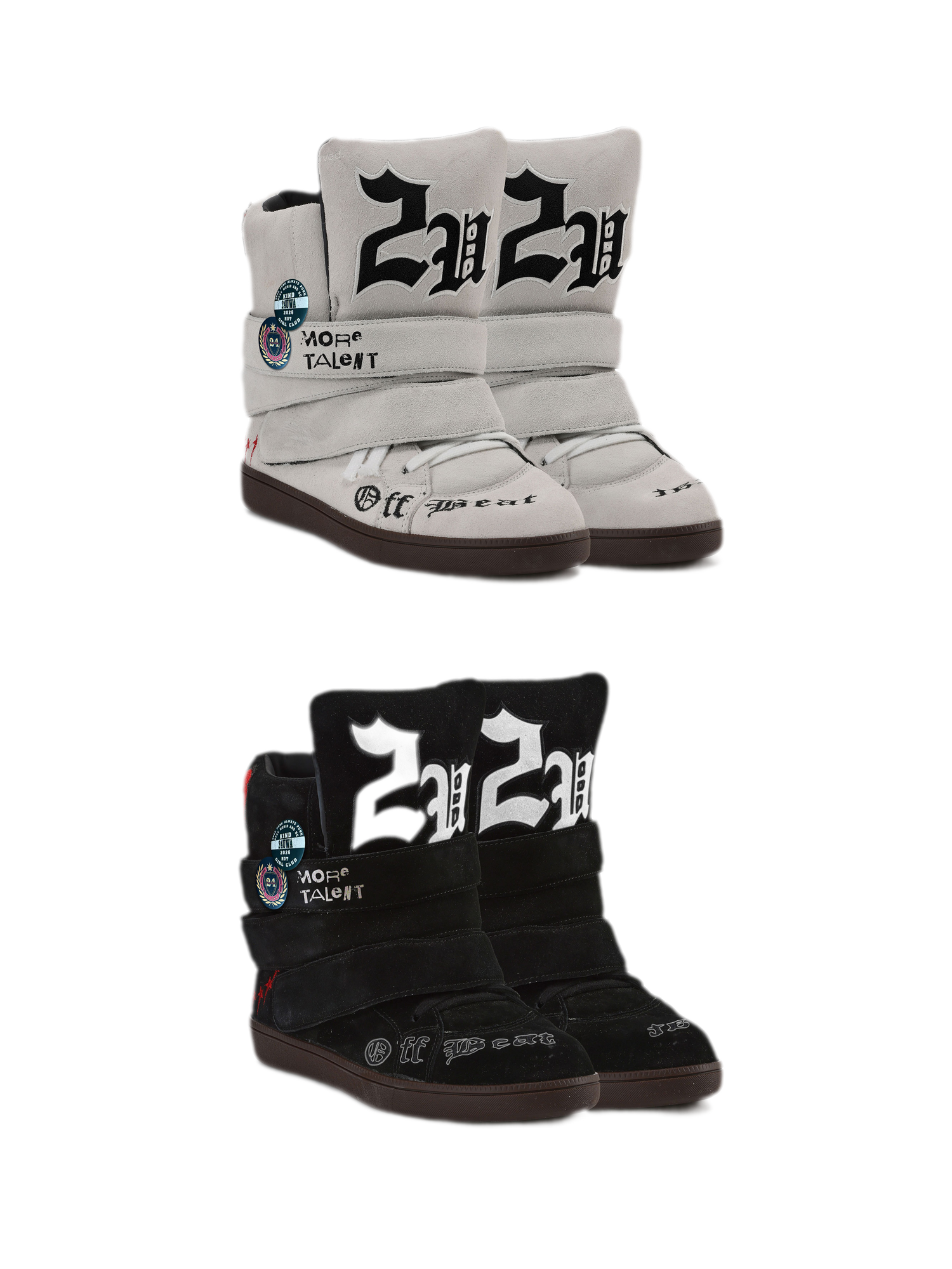 24ANS x UWA Embroidered Suede High-Top Sneakers