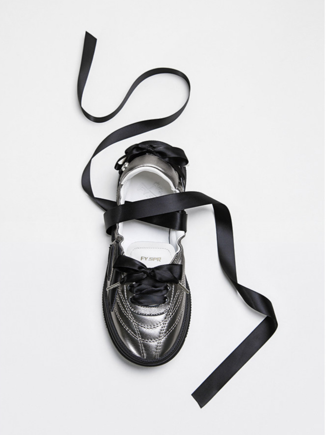 Metallic Bow Ballet Flats