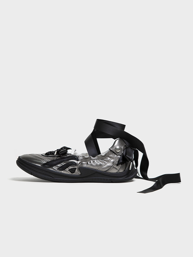 Metallic Bow Ballet Flats