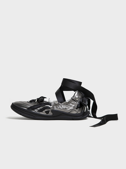 Metallic Bow Ballet Flats