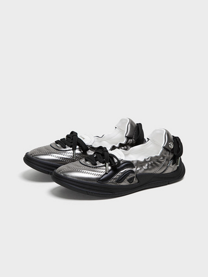 Metallic Bow Ballet Flats