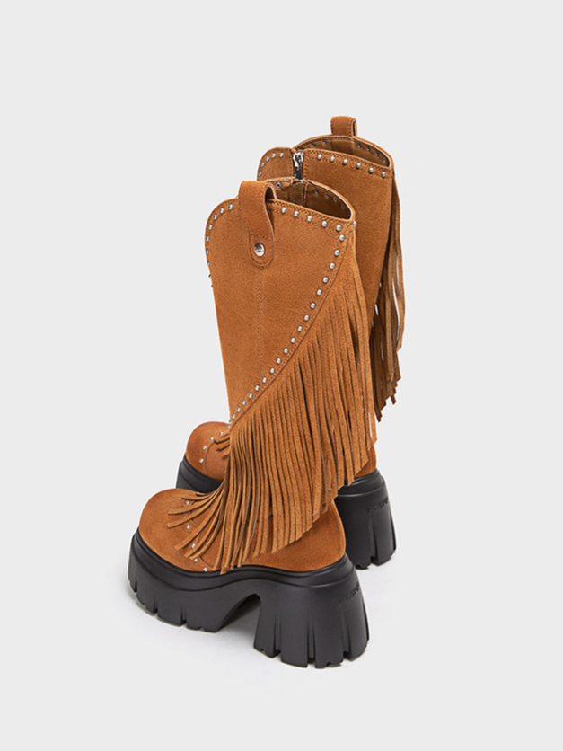 Western Fringe Tall Boots