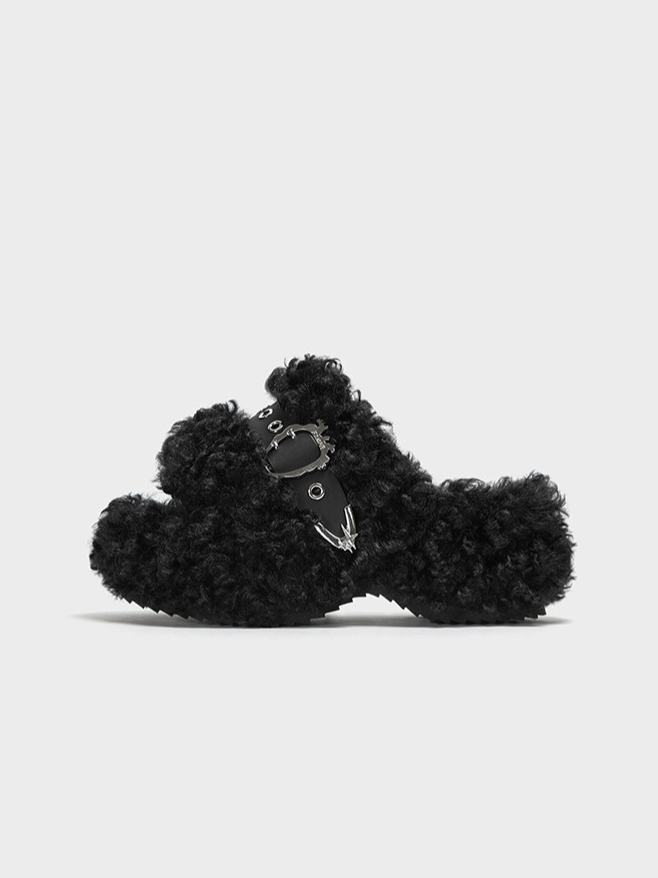Teddy Fur Platform Mules