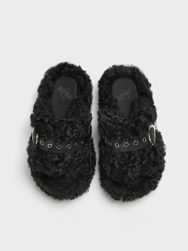 Teddy Fur Platform Mules