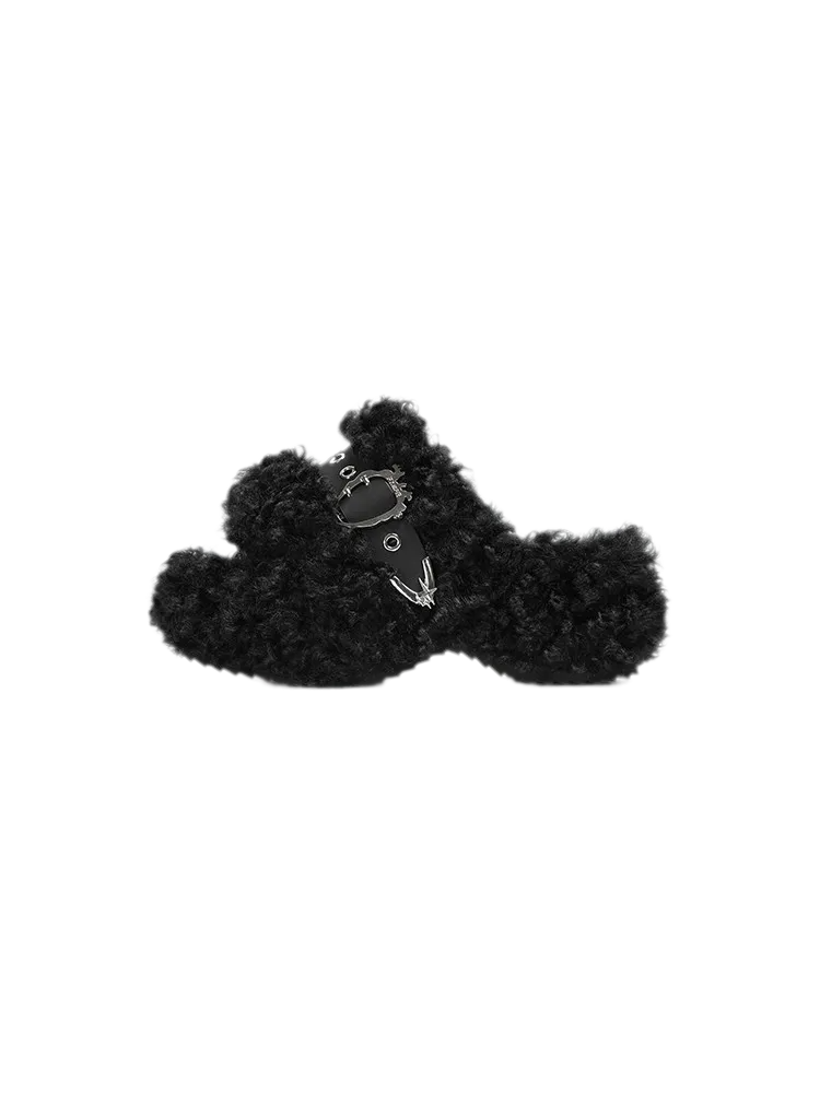 Teddy Fur Platform Mules