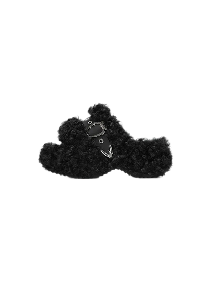 Teddy Fur Platform Mules