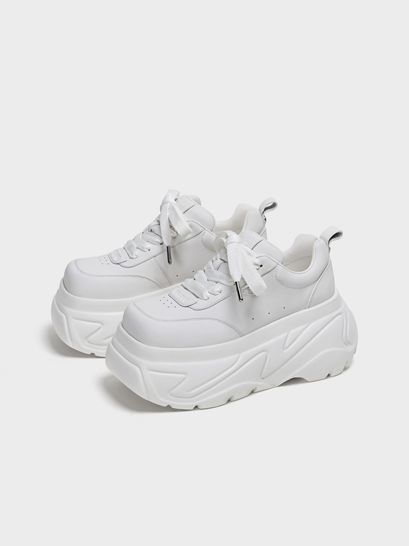 Square Toe Leather Sneakers