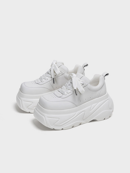 Square Toe Leather Sneakers