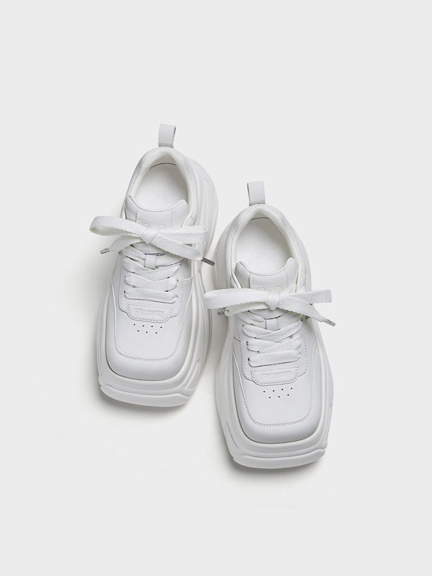 Square Toe Leather Sneakers