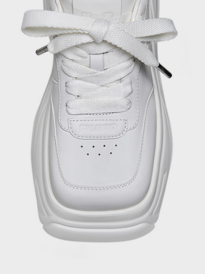 Square Toe Leather Sneakers