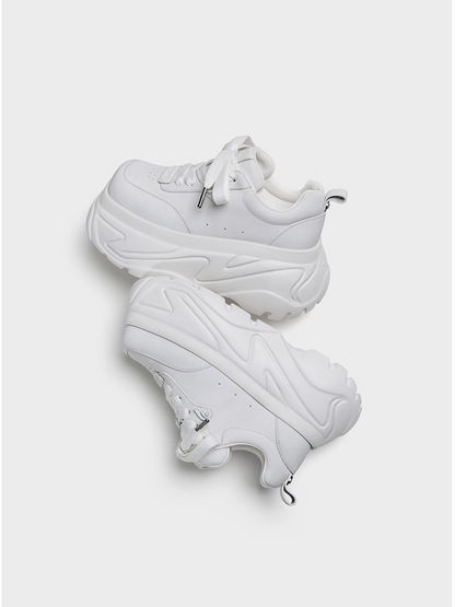 Square Toe Leather Sneakers