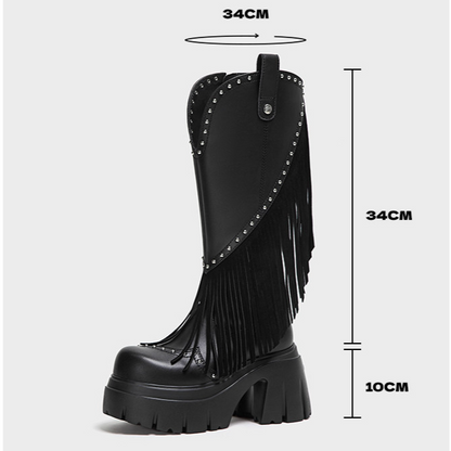 Studded Fringe Western Boots