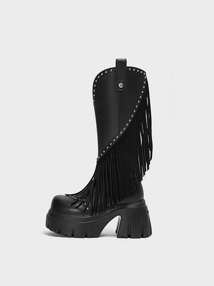 Studded Fringe Western Boots