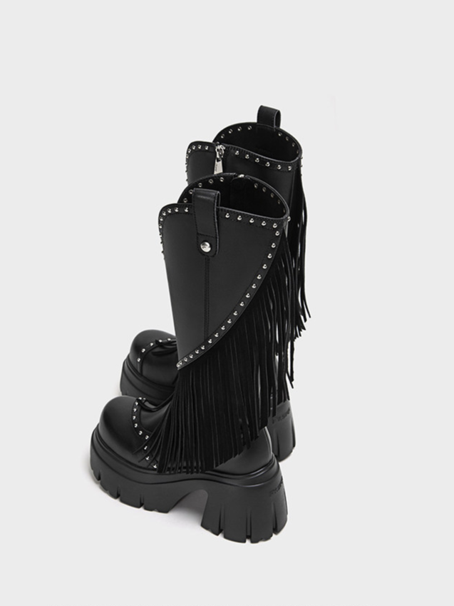 Studded Fringe Western Boots